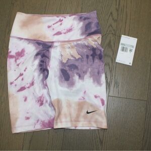 Nike Women's Tie-Dye Bike Shorts - Purple and Pink